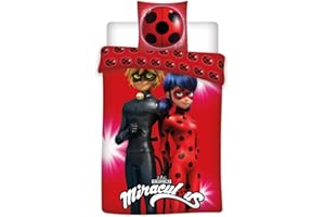 MIRACULOUS Parure da letto Ladybug e gatto nero, copripiumino 140 x 200 cm + federa 63 x 63 cm