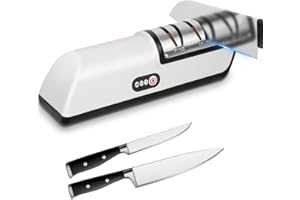 Vicloon 2 in 1 Affilacoltelli Elettrico con Ricarica USB, Affila e Lucida Rapidamente, Affilacoltelli da Cucina con Base Antiscivolo, Utensili da Cucina Sicuri e Facili da Usare
