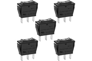 Heschen Interruptor basculante ON-OFF-ON SPDT 3 Terminales 15A 250VAC Negro 5Pack