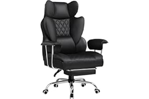 ‎GTPLAYER GTPLAYER Gaming Stuhl, Bürostuhl mit Taschenfeder-Lendenwirbelstütze, ergonomischer und komfortabler breiter Büro-Computersessel mit nach außen fixierten weichen Armlehnen und Fußstütze Leder Schwarz