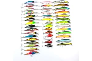 LENPABY Lot de 43 leurres de pêche artificiels Isca - Kit de pêche à méné - 43 Couleurs - Crankbait