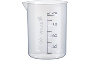 Vitlab Polypropylen Griffinbecher, Hohe Form, Graduiert, Transparent, 400mL Kapazität, Höhe 111.5mm