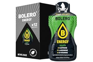 Bolero Energy 7 g x 12 sachets | Boisson en poudre sans sucre | Végan & sans gluten | Pour un mode de vie actif (12x7g, Pomme)