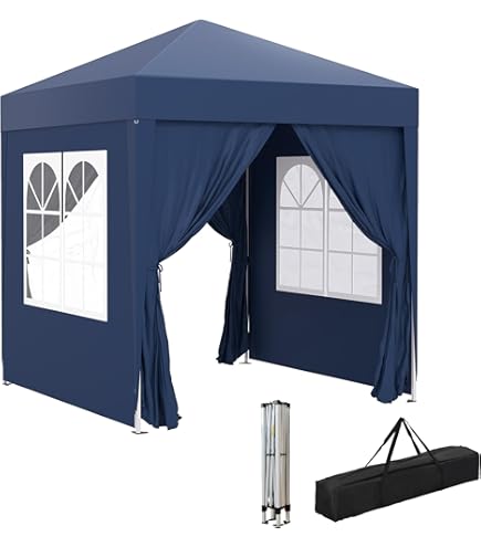 Hoteel Tonnelle Pliante 2x2m Résistante Avec 4 Parois - Grise Imperméable UPF50+ Tente Commerciale