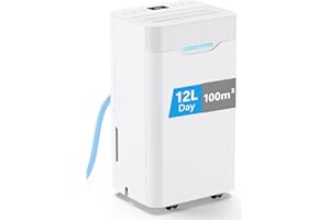 PIAZCEW Deumidificatore Casa Muffa 12L/24h, Deumidificatore Portatile Silenzioso per Ambienti Fino a 100 m³, 3 Modalità, Timer 24H, Deumidificazione Automatica Smart, Drenaggio Continuo, Asciugatura Vestiti