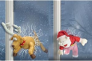 Decoración Animada de Renos estrellados de Celebright: diversión Festiva Mientras Rudolph atraviesa tu Ventana y patea Sus piernas Mientras Intenta moverse libremente