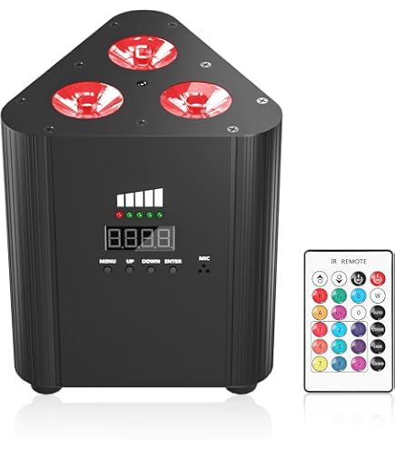 Projecteur LED Rechargeable RGBWA+UV 54W - Batterie 5200 MAh, DMX, Télécommande, Pour Soirées, DJ, Mariages