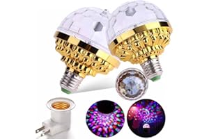 BEAUTYBIGBANG Colorful Rotating Magic Ball Light Colorful Disco Rotating Bulb with Sockets LED RGB Strobe Party Lamp Bulb Dazzling Crystal Disco Prom Stage Decor Light | UK PLUG | for Christmas Birthday (2)