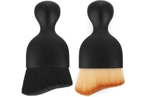 Amaxiu Spazzola Antipolvere per Interni Auto AntiGraffio, 2 Pezzi Spazzola Morbida per Pulizia Interni Auto Spazzola per Dettagli Auto Spazzole per Pulizia (Marrone Chiaro, Nero)