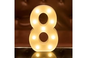 FOCUX LED Number Lights Sign Light Up Number Lights Sign for Night Light Wedding Birthday Party Battery Powered Christmas Lamp Home Bar Decoration