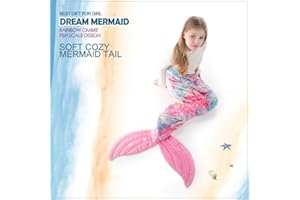 COSUSKET Mermaid Tail Blanket, Mermaid Blanket for Girls, All Seasons Mermaid Tails Sleeping Bags, Rainbow Plush Soft Premium Microfiber Colorful Fish Scale Design Snuggle Blanket