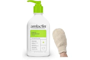 Body Care Set: AmLactn Lotion + LUXPAKS Bath Glove | AmLactn Lotion, 12% Lactic Acid, Bath Glove, Dry Skin, Exfoliating Care, Body Moisturizer
