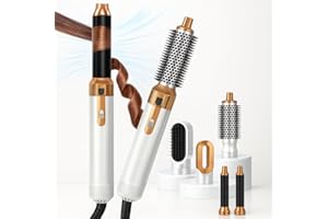 KKM STYLER New Updated 5 in 1 Hair Styler, Hot Air Brush, Hair Dryer Brush, Hair Curler, Air Styler, Hair Dryer Set - Perfect for Volumizing, Straightening, and Curling at Home (Rose Gold)
