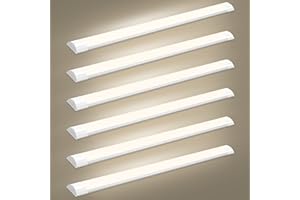 Viugreum 6 PACKS Réglette LED 60CM, 20W Tube LED 2400LM, Plafonnier de Bureau 220V Blanc Chaud 3200K, Neon Led 60CM pour Bureau, Garage,Atelier,Chambre, Salon, Salle de bain