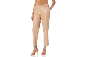 THE DROP Pantalón para Mujer, Jogger Sin Cierre de Cuero Sintético, por @lisadnyc