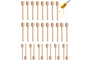 QLEUIFT 30 Pezzi Cucchiaini Bastoncini Miele Legno Spargimiele Bastoncini Miele Cucchiaio Honey Dipper per Miele e Gadget per Feste di Nozze per Ringraziamento Matrimonio Battesimo, 8cm