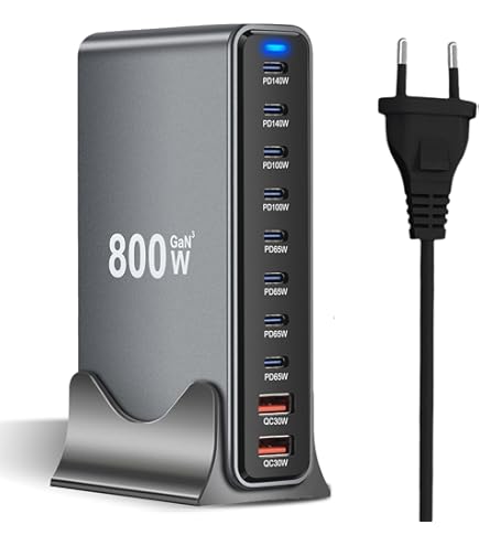 1000W USBC Oplader Meervoudig, 10 Poorts GaN USBC Oplaadstation met