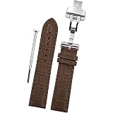 DBLACK ''KYROS'' Leather Watch Strap with Butterfly Lock, Minimalist and Bamboo Design Pattern Watch Belt // For 18mm, 20mm, 22mm, or 24mm Watch Band (Choose Your Size & Color): 