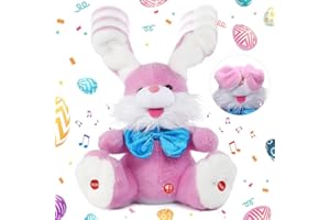 Asweal Singing Talking Bunny Plush Toy Rabbit Stuffed Animal Play Peeka-boo Interactive Animated Toys for Baby Children (Pink)