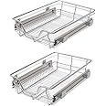 vidaXL Pull-Out Wire Baskets - 2pcs Silver, 400mm for Kitchen, Polished Chrome-plated Steel - Easy Installation, Durable, Fully Extendable