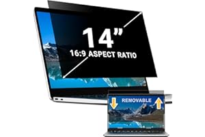 ZOEGAA Laptop Privacy Screen for 14 Inch 16:9 Computer Monitor, Anti Blue Light Anti Spy Anti Glare Security Filter, Removable & Permanent 2 Ways Shield,Compatible with HP/Dell/Lenovo/ThinkPad/Acer