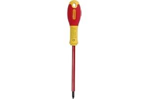STANLEY FATMAX STANLEY 1-65-419 Tournevis Électricien Isolé Pz2 125 Mm 1000 V - Gamme FATMAX - Fabriqués En France - Lame En Acier - Sablage De L'Empreinte - Poignée Soft Grip - Quasi Incassable - Anticorrosion