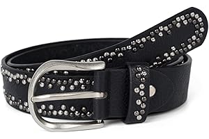 styleBREAKER Nietengürtel mit mehrfarbigen kleinen Nieten, Gürtel Kunstleder Einfarbig, kürzbar, Hüftgürtel Unisex 03010071