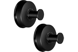 JOMOLA Ganchos ventosa de Succión Gancho Ventosa Toallero con Ventosa para Baño Cocina Colgador de Pared sin Taladro Gancho de Pared con Percha Accesorio de Baño Inoxidable Negro, 2 Piezas