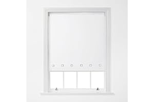 A.UNIQUE HOME A.Unique Stylish Home Trimmable Square Eyelet Roller Window Blind in a Variety of Colours and Sizes - 2FT - White - 60cm (W) x 170cm (L) | 23.6" (W) x 66.9" (L)