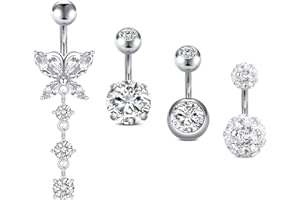 Briana Williams 6 mm, krótkie pręty do pępka, stal nierdzewna, 14 g, mały sześcienny, diament, zwisający kolczyk do pępka, biżuteria