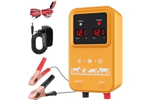 DNOYEVVS 10KM Clôture électrique pour bétail, Électrificateur De Clôture Électrique Haute Puissance, ClôTure éLectrique pour Animaux Protection Parfaite pour les chevaux bovins - Clôture de Pâturages (Orangé)