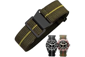 Danxancy French Troops Paratrooper Watchband,Military Elastic Nylon Watch Strap with Hook-and-Loop for Men Women Silver & Black Buckle 18/20/22mm