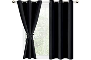 DWCN Rideau Thermique Isolant Anti Froid et Chaleur et Attaches, Rideau Occultants à Oeillets Halloween 2 Pièces 117x137 CM (Largeur x Hauteur), Noir