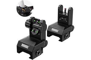 Feyachi S17A Miras de Hierro Abatibles con Fibra Óptica,Miras Tácticas Plegables Delanteras y Traseras Sólo para Actividades Deportivas