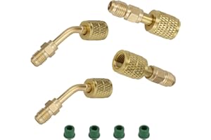 Goktvai 2pz A2L R32 R454B e 2pz R32 R454B Adattatore in Ottone per Refrigerante, Filettatura Inversa da 1/4" Femmina a 1/4" Maschio Raccordi a Collegamento Rapido HVAC per Sistemi Split con Serbatoi