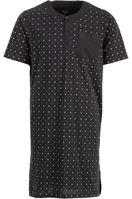 Chemise De Nuit Homme HENRY TERRE - Coton - Manches Courtes - Taille M à 3XL - Bleu, Gris, Marine