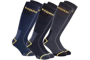 LUCCHETTI SOCKS MILANO Calze da Lavoro Uomo Lunghe Rinforzate Protettive Traspiranti in Cotone Spugna (6 Paia)