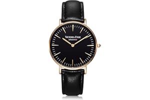 VICTORIA HYDE Klasyczny minimalistyczny damski męski zegarek unisex analogowy kwarcowy odpinany pasek z prawdziwej skóry zegarek na rękę prezenty na Dzień Matki