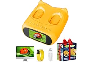 2-in-1 Digitales Mikroskop für Kinder und Teleskop, Temodu 4K 2.0" Bildschirm, 1000X USB tragbares Taschenmikroskop, Wiederaufladbares Tragbares Teleskop, Science draussen ab 3 Jahren (Orange)