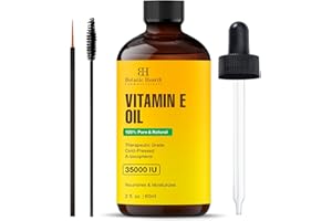 Botanic Hearth Vitamin E Oil | 100% Pure And Natural For Growth Of Nails, Hair, Eyebrows & Eyelashes | 35,000 Iu | Hair & Body Oil With Eyebrow & Eyelash Brush| 2 Fl Oz