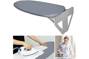 YBAYMY Deska do prasowania, montaż ścienny, składana, 107 cm x 30 cm x 3,5 cm, obracana o 90°, żelazna, żelazna, składana, z bawełnianym pokrowcem, deska do prasowania, na ścianę, przestrzeń, szara