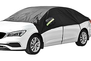 AUCTIMO Queta Halbgarage Autoabdeckung, Autogarage Abdeckplane Phosphoreszierend Auto Halbgarage Frontscheibe Schutzhülle Schneeschutz UV-Schutz