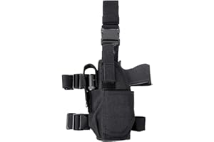 Goldmiky Etui à Pistolet Holster De Cuisse Jambe Droite, Tactique Cuisse Holster, Holster Réglable Armée Pistolet Pouch Jambe Cuisse Holster pour Police Armée Chasse Sport Combat