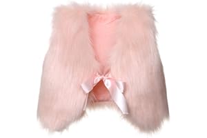 Carolilly Gilet Caldo Neonata Bambina in Pile Senza Maniche Cappotto in Pelliccia Sintetica Elegante Autunno Inverno (0-5Anni)