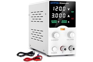 WANPTEK POWER Fuente de alimentación Laboratorio 120V 3A Variable Fuente de Alimentación Regulable con Mando Codificador, Fuente de Alimentación de CC Ajustable con Carga Rápida USB/Pantalla LED de 4 dígitos
