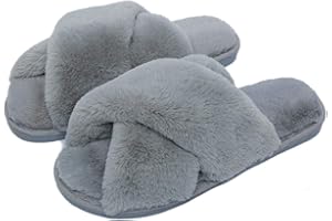 Fadezar Pantoufle Femme Chausson Peluche Chaud Slippers Claquette Fourrure Sandal Bout Ouvert Accueil Chaussures