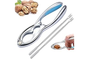 LA NAGO Nut Crackers Tool, Nutcrackers Heavy Duty Walnut Pliers Stainless Steel Nut Opener with Nut Forks 2pcs for Walnuts Pecan Nuts Hazelnuts Almonds Brazil Nuts Seafood