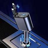 120W Fast Car Charger (2025 New Version) with 80CM Retractable Type-C & 30-pin Port Cables – Simultaneous Charging for 4 Devi