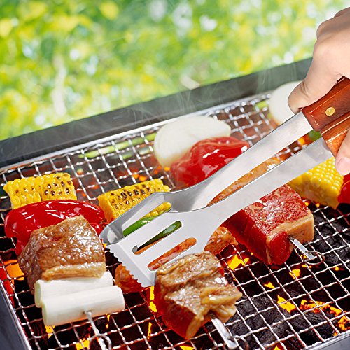 SunJas 18-teilig Grill-set, Grillbesteck-Set, outdoor grill, BBQ Grill, barbecue set, Gabel, Speiße, Bürste, Pinsel, Zange, Spachtel, Leicht zu tragen, Leicht zu reinigen, mit einem robusten schwarzen Koffer, hochwertiges Material, Ungiftige Farbe - 4