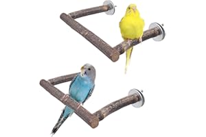 KEAJUIDY 2 Stück Natur Sitzstangen für Vogelkäfige U-förmiger Vogelständer Holz Sitzstangen Vögel Ständer Spielzeug Vogelschleifklauen Klettern Stehend Vogelkäfig Zubehör für Papageien, Sittiche